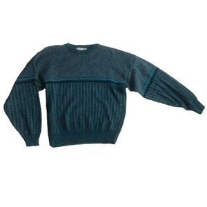 Vtg Weekends Sweater Womens Large Chunky Knit Long Sleeve Turquoise Crew Neck